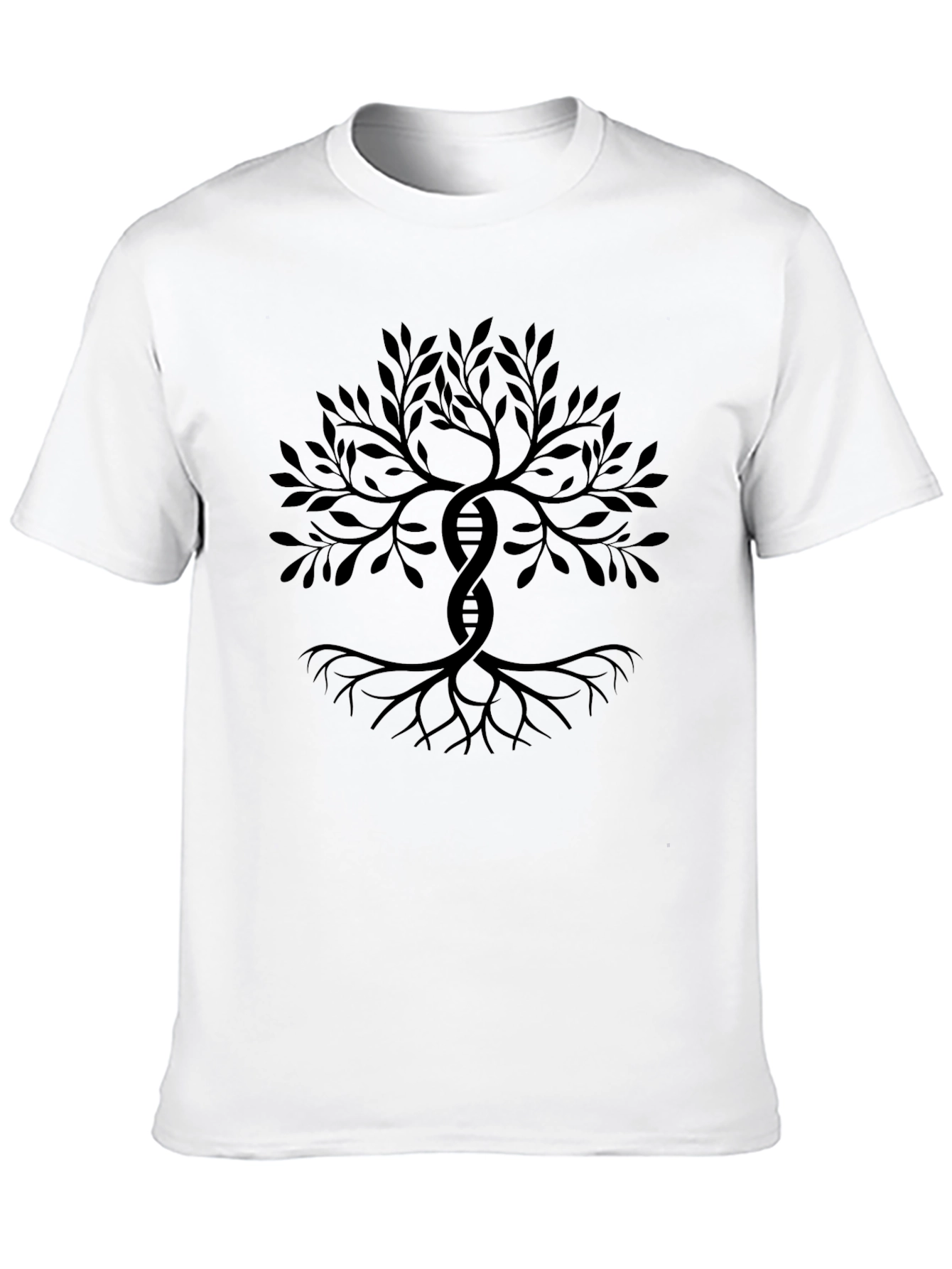 DNA Tree Black T-Shirt - Roots of Life Design