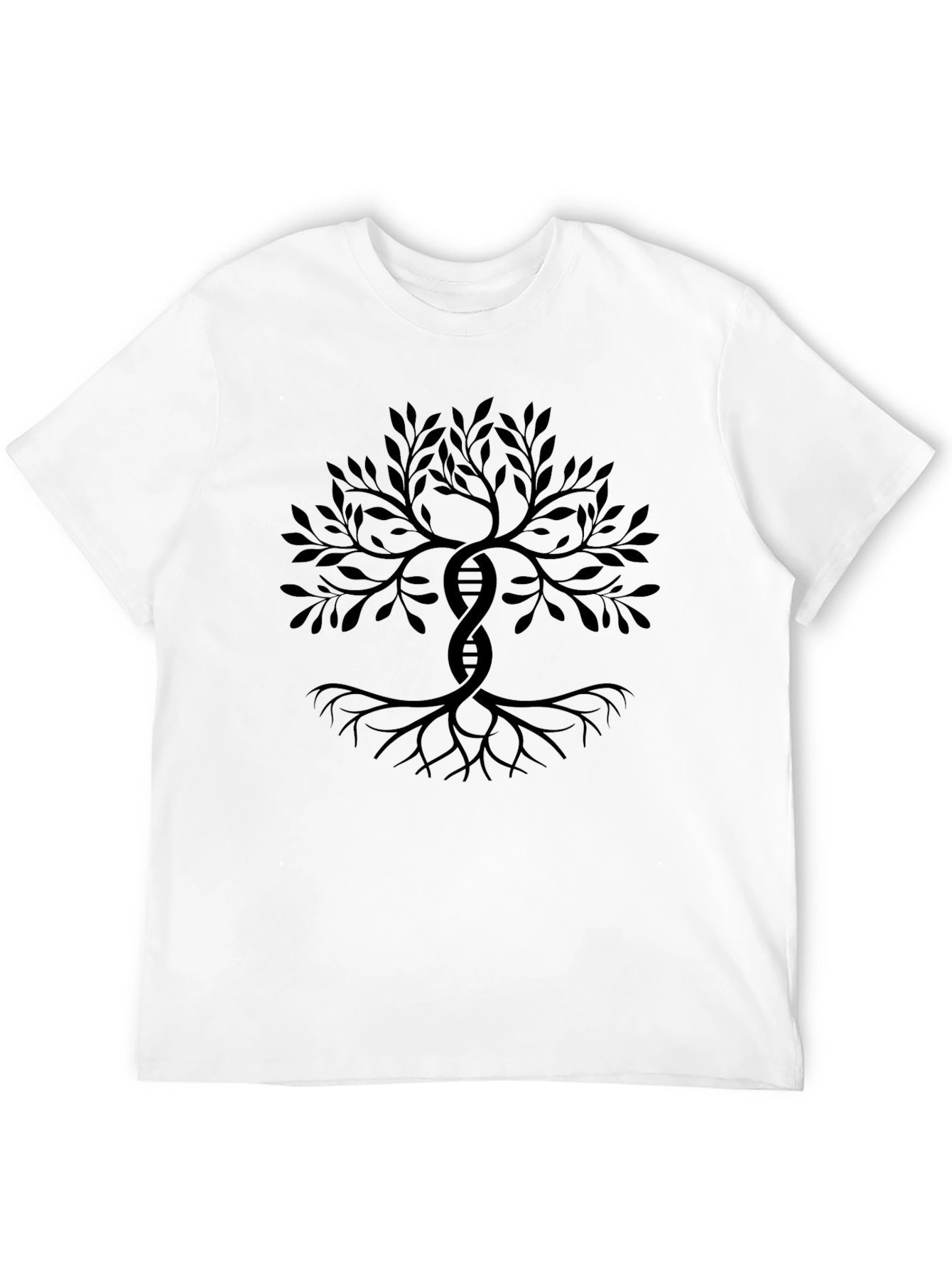 DNA Tree Black T-Shirt - Roots of Life Design