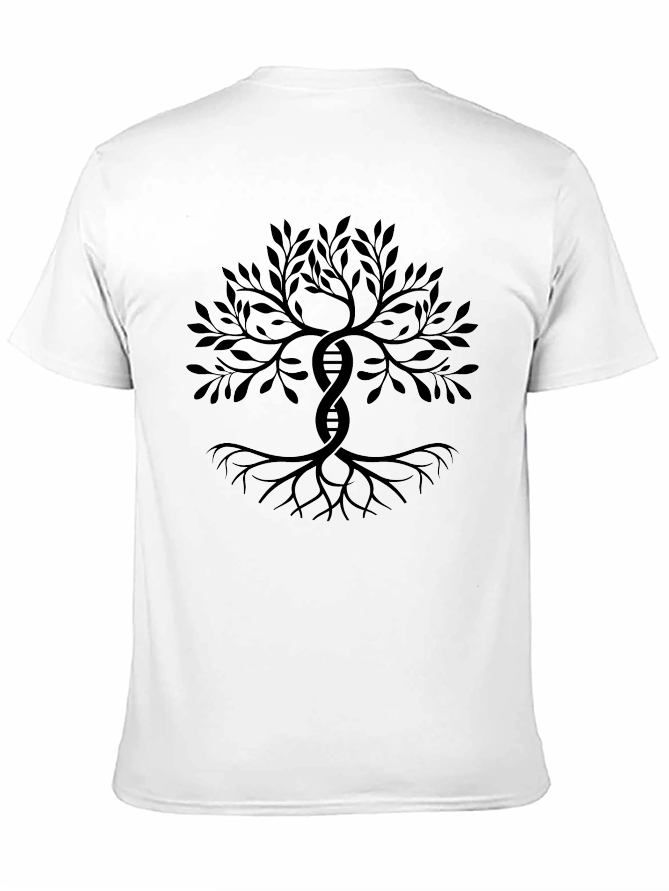 DNA Tree Black T-Shirt - Roots of Life Design