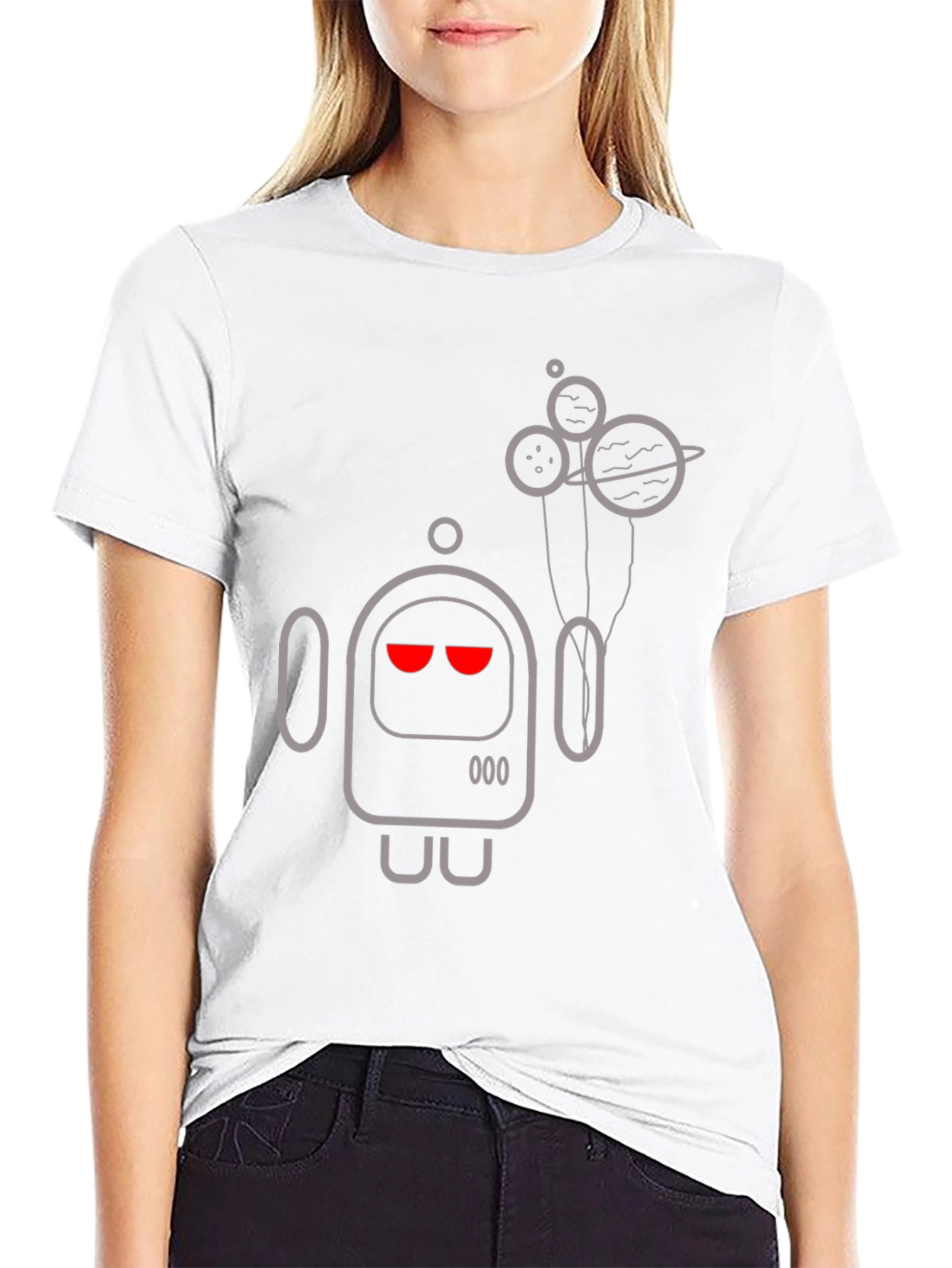 Robot & Planets Graphic Tee - Black