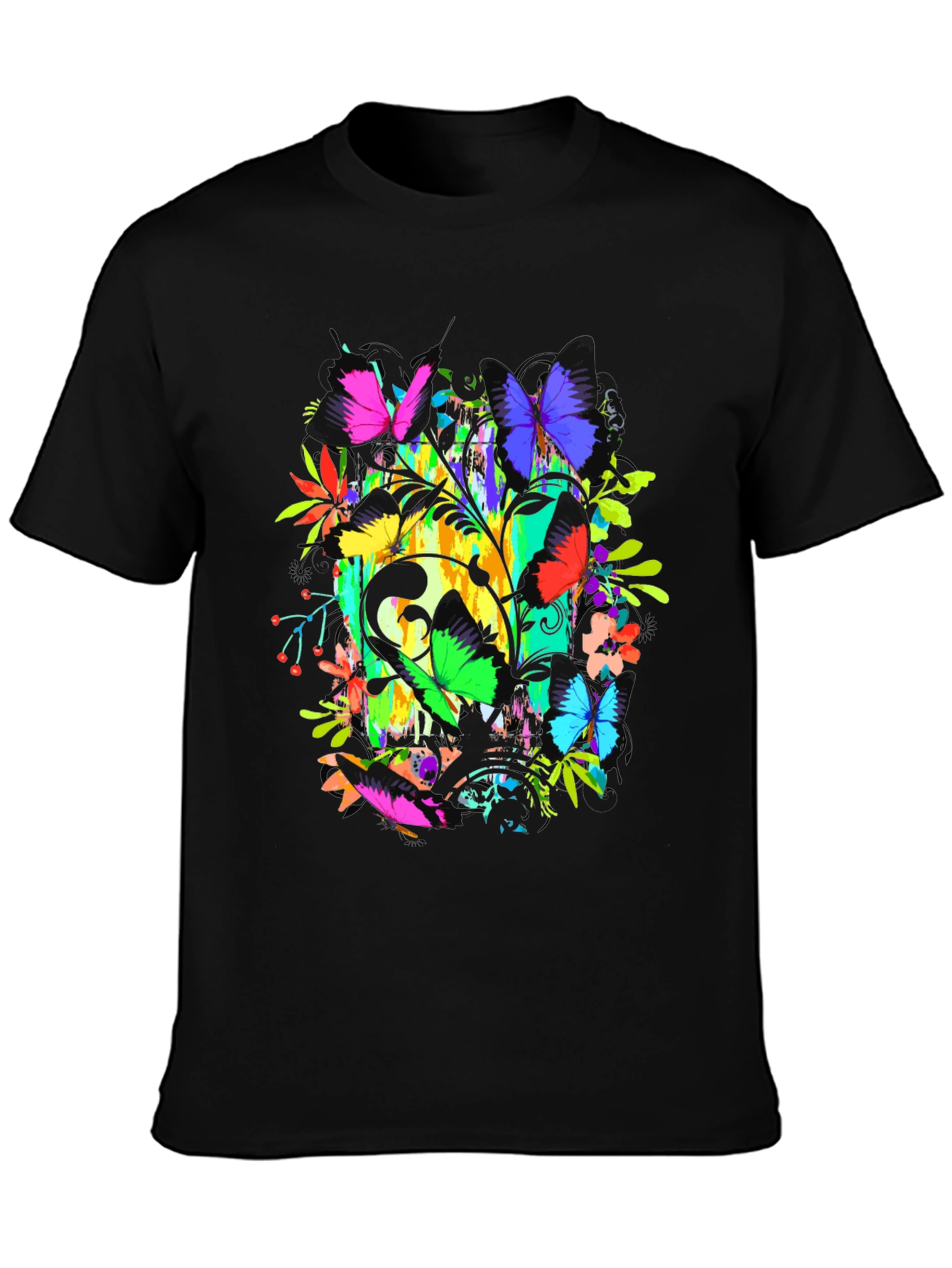 Butterfly Floral Graphic Tee - Vibrant Print