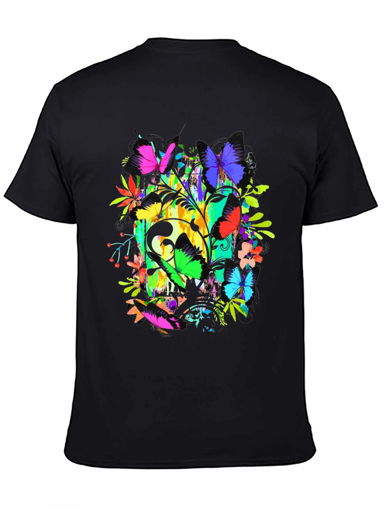 Butterfly Floral Graphic Tee - Vibrant Print