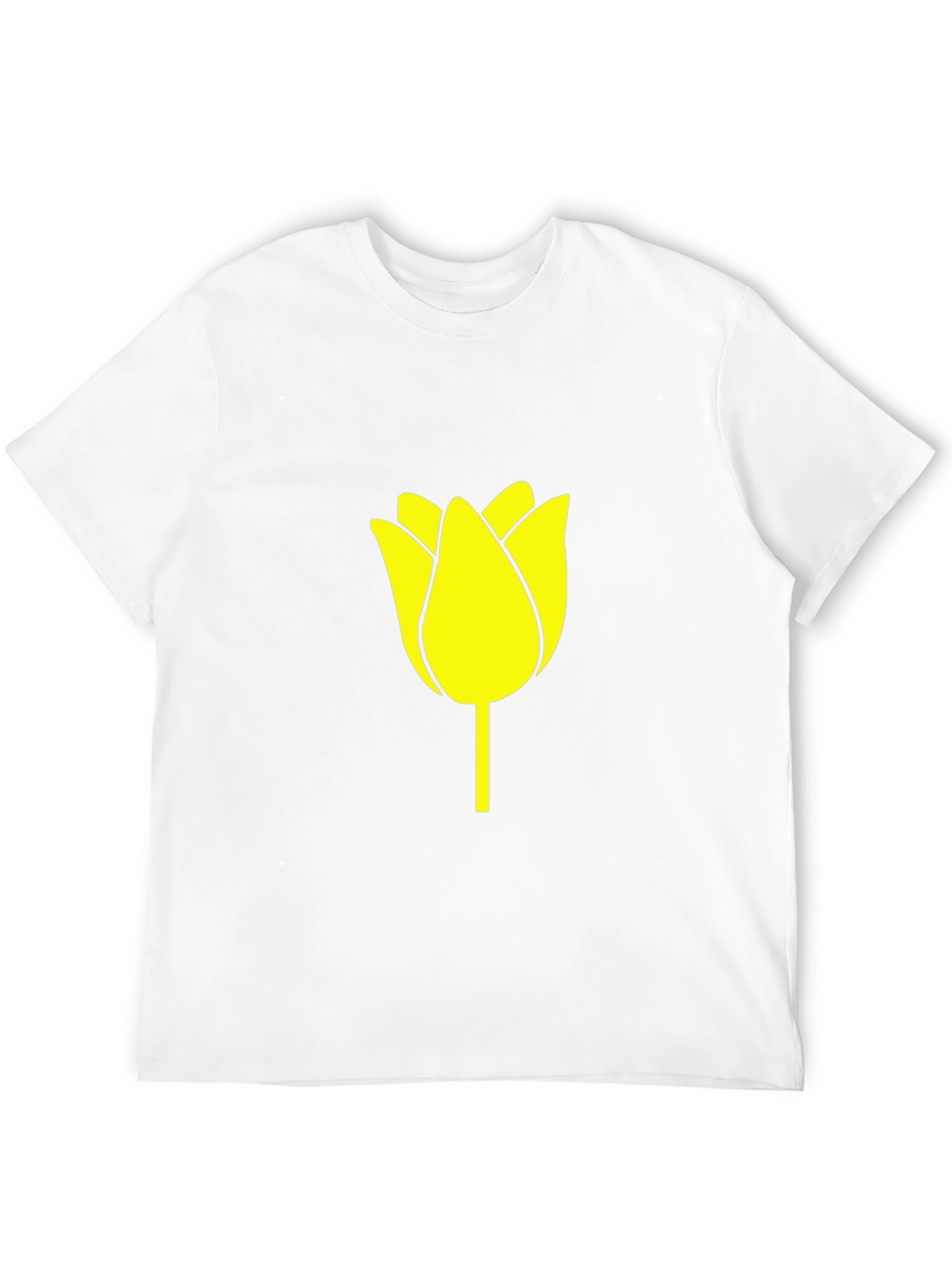 Black T-Shirt with Yellow Tulip Graphic