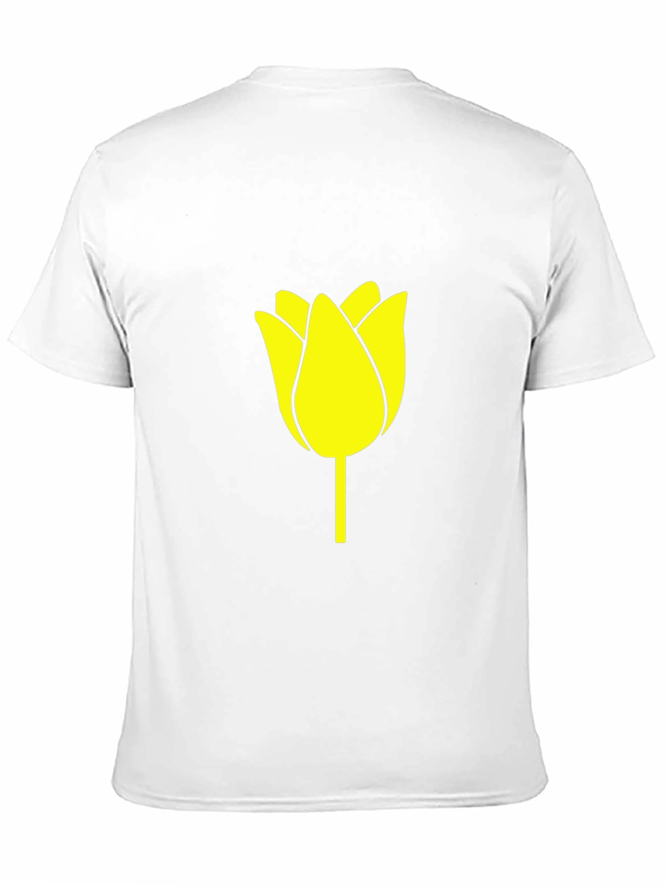 Black T-Shirt with Yellow Tulip Graphic