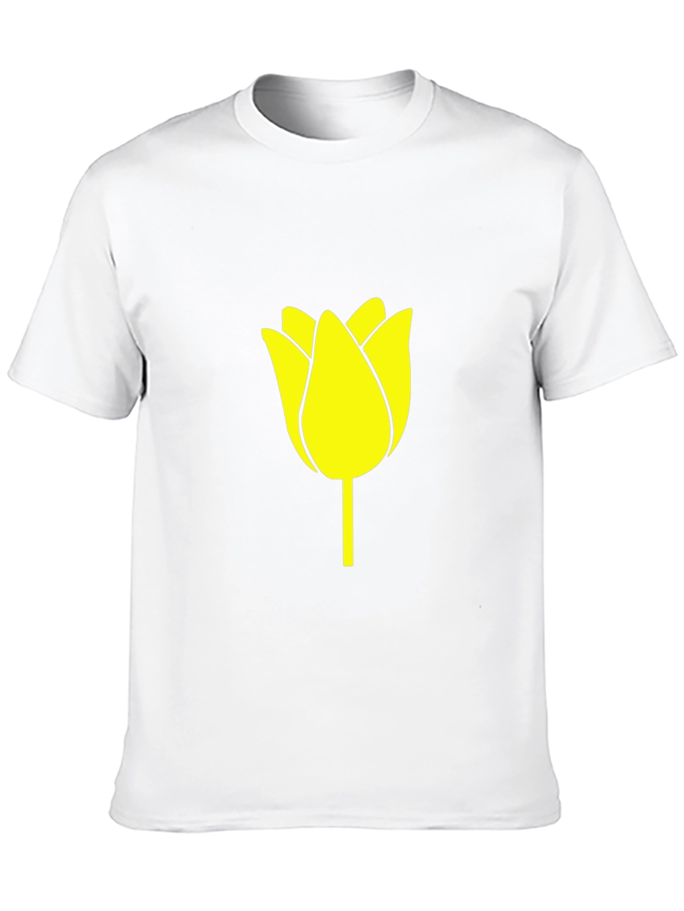 Black T-Shirt with Yellow Tulip Graphic