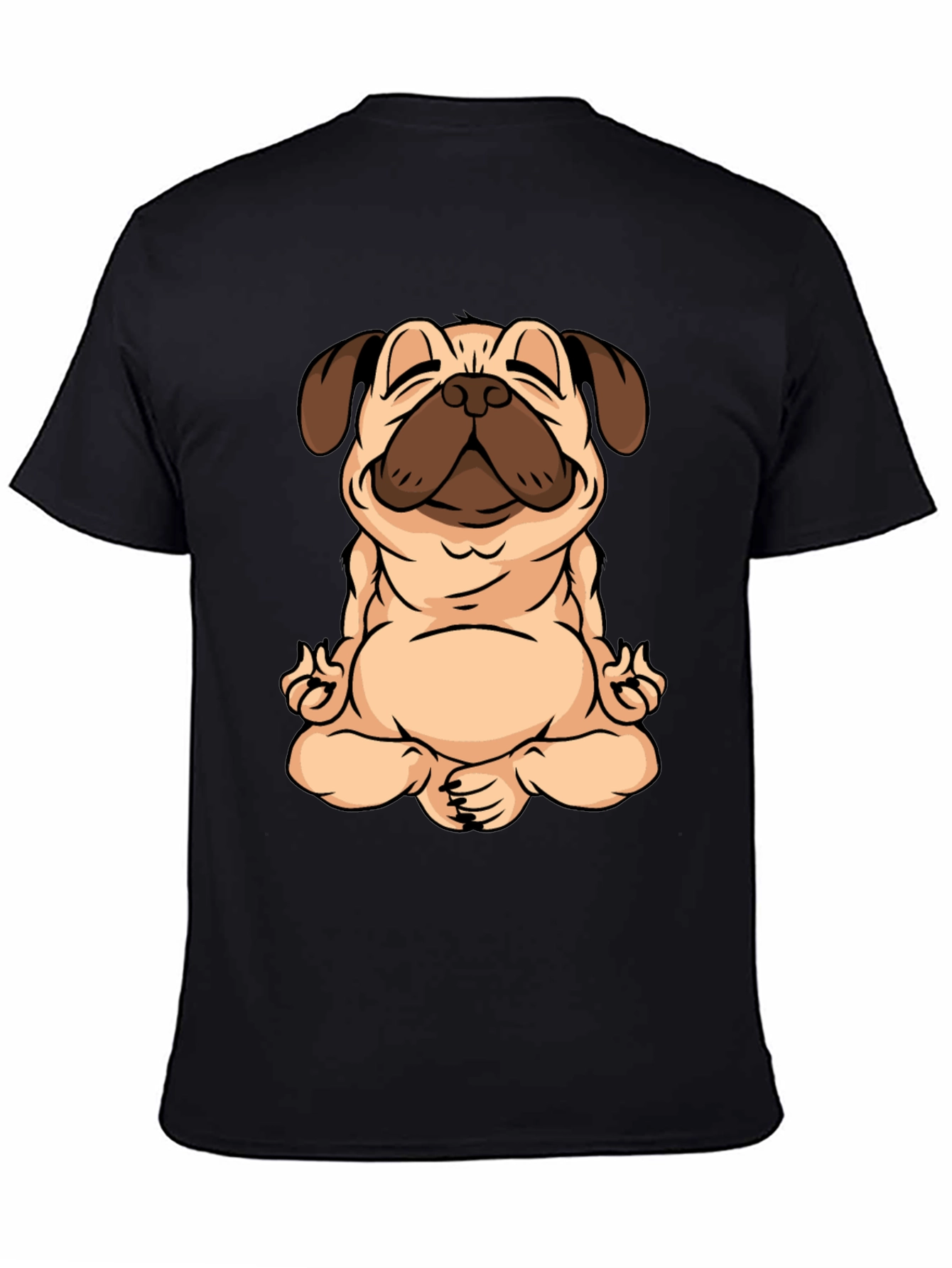 Zen Pug Black T-Shirt - Meditating Dog Graphic Tee