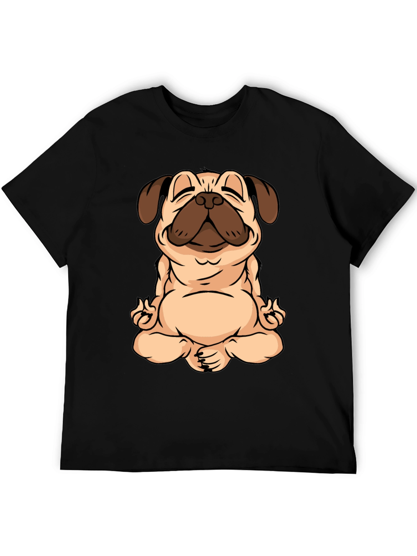 Zen Pug Black T-Shirt - Meditating Dog Graphic Tee