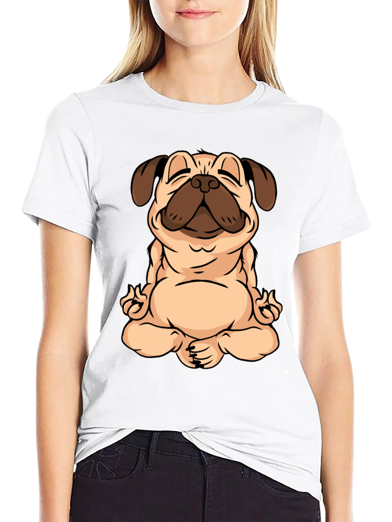 Zen Pug Black T-Shirt - Meditating Dog Graphic Tee