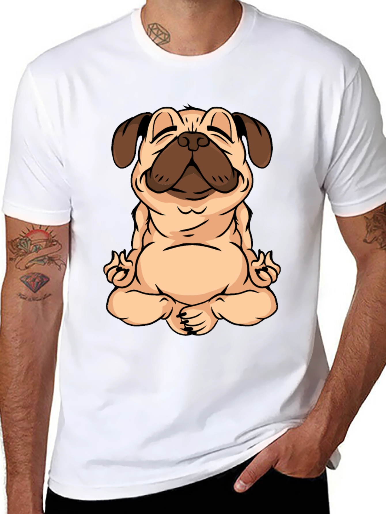 Zen Pug Black T-Shirt - Meditating Dog Graphic Tee