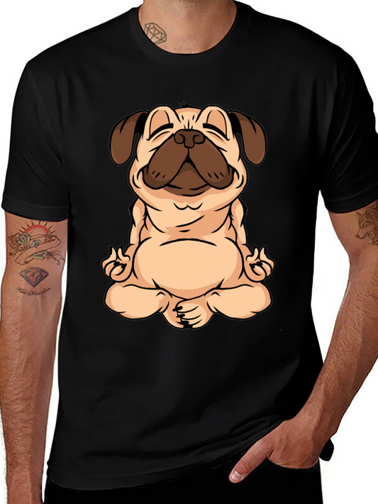 Zen Pug Black T-Shirt - Meditating Dog Graphic Tee