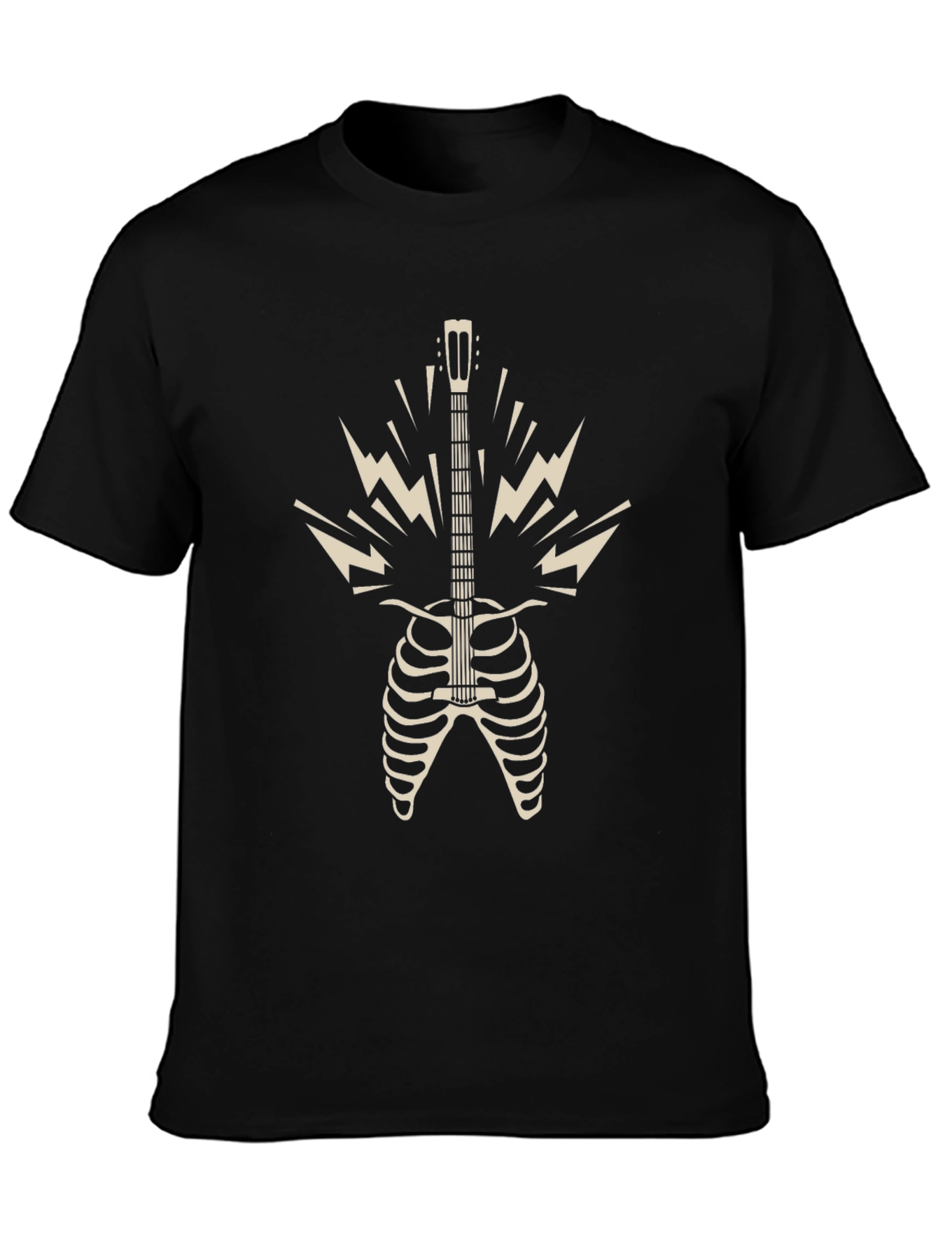 Rock n Roll Skeleton Guitar T-Shirt - Black
