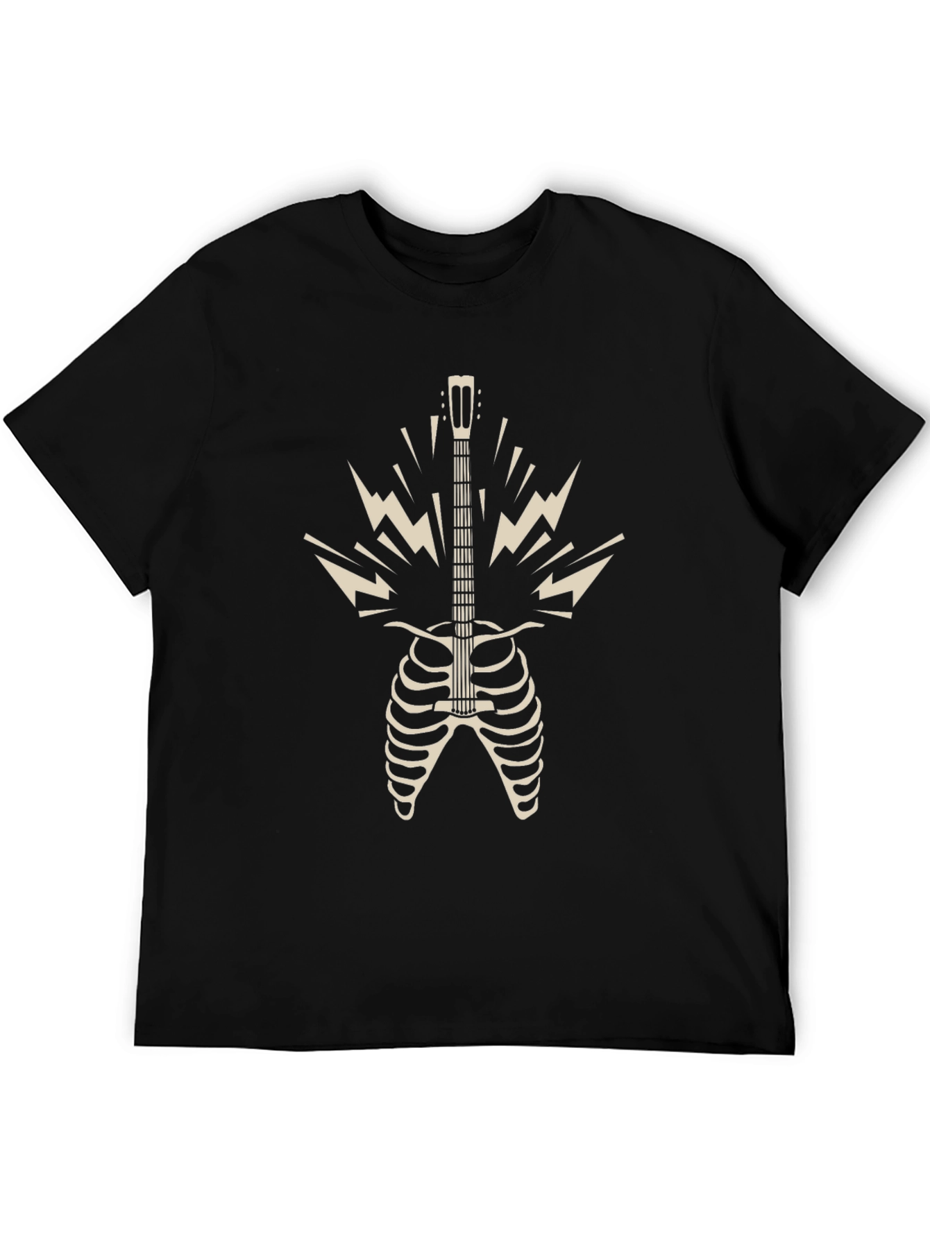 Rock n Roll Skeleton Guitar T-Shirt - Black