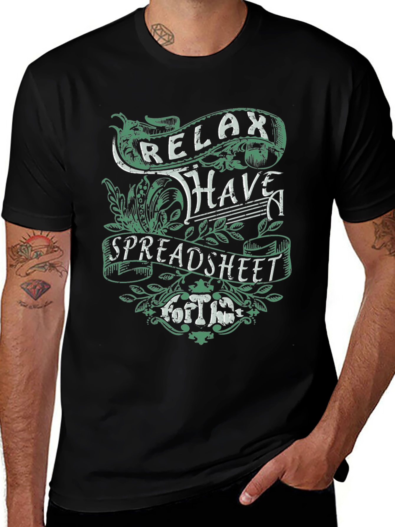Relax Spreadsheet Graphic T-Shirt Black