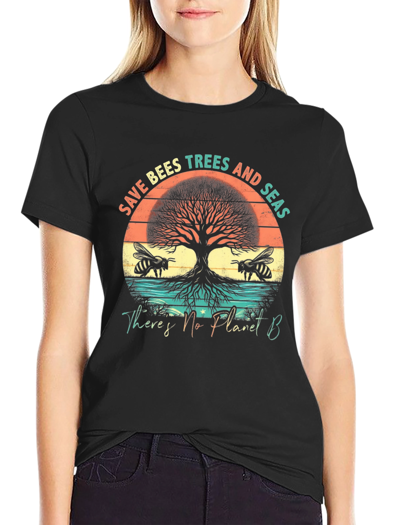 Save Bees Trees Seas T-Shirt - Planet B