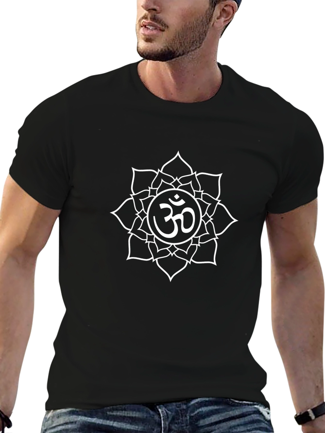 Om Mandala Graphic Tee - Black Cotton T-Shirt