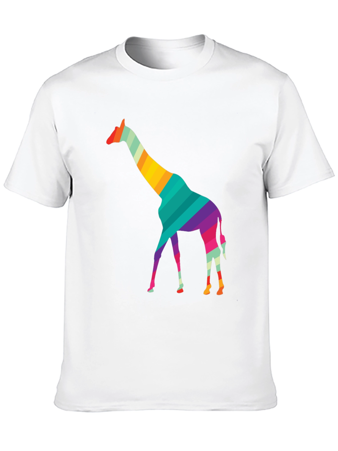 Striped Giraffe Graphic Black T-Shirt