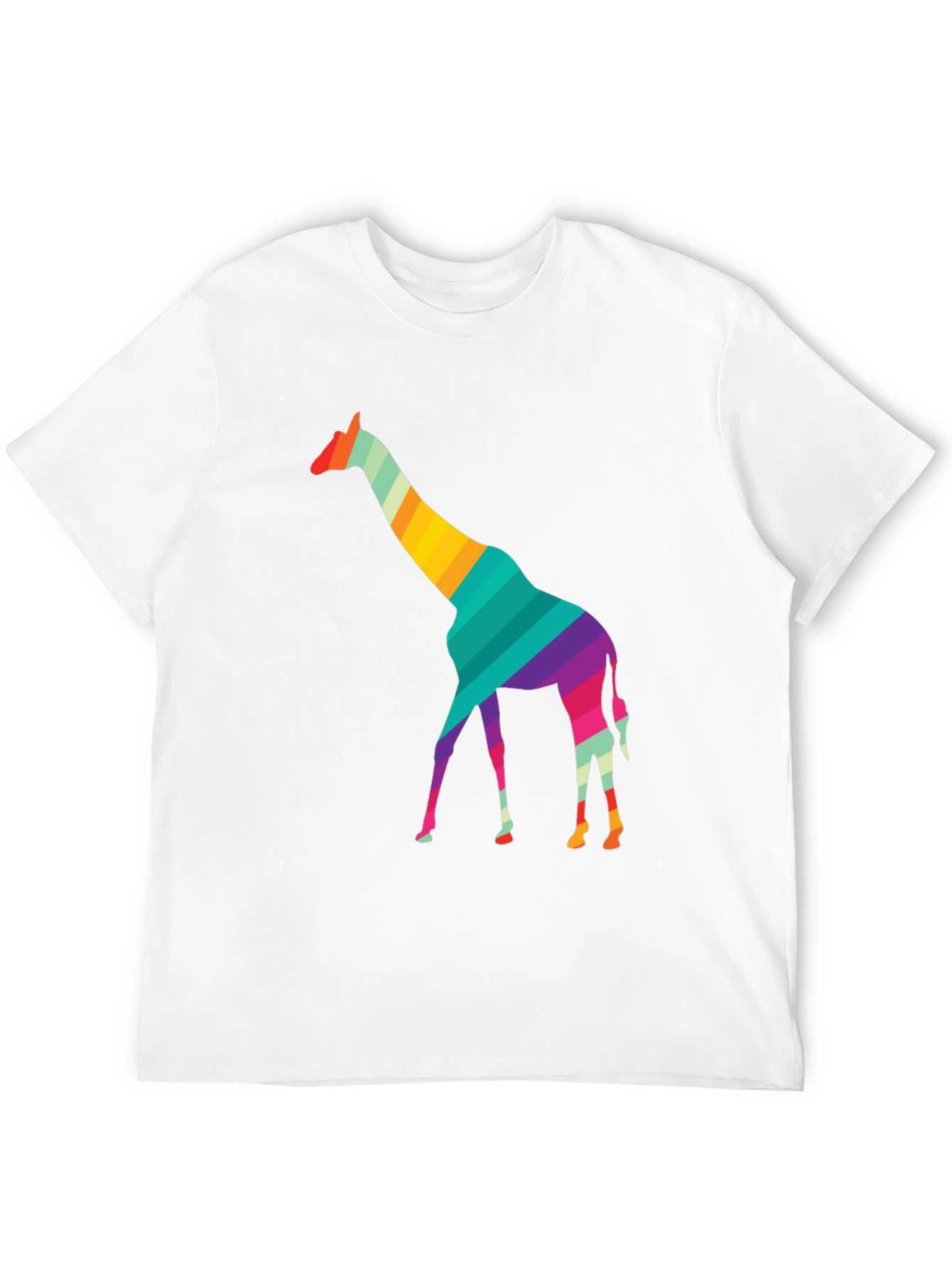Striped Giraffe Graphic Black T-Shirt