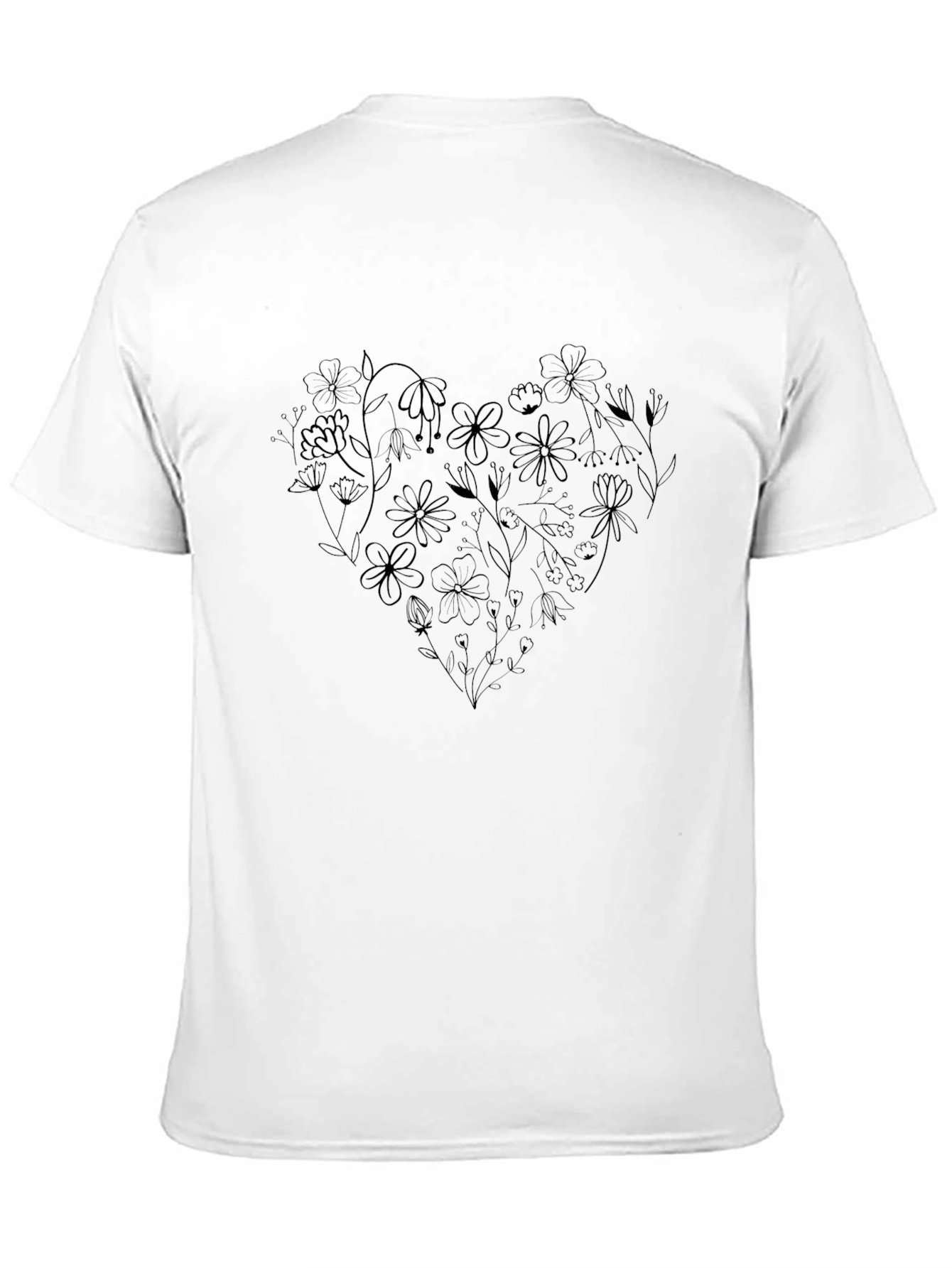 Floral Heart Graphic Black T-Shirt