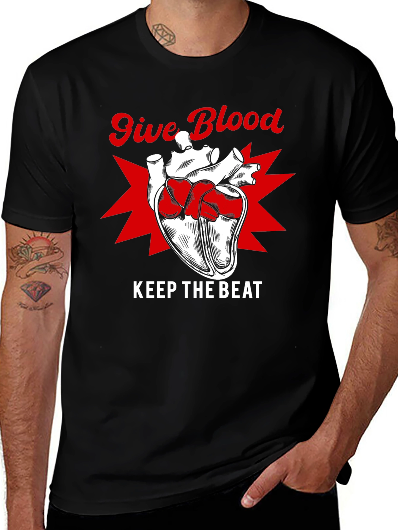 Give Blood Keep The Beat Graphic Tee