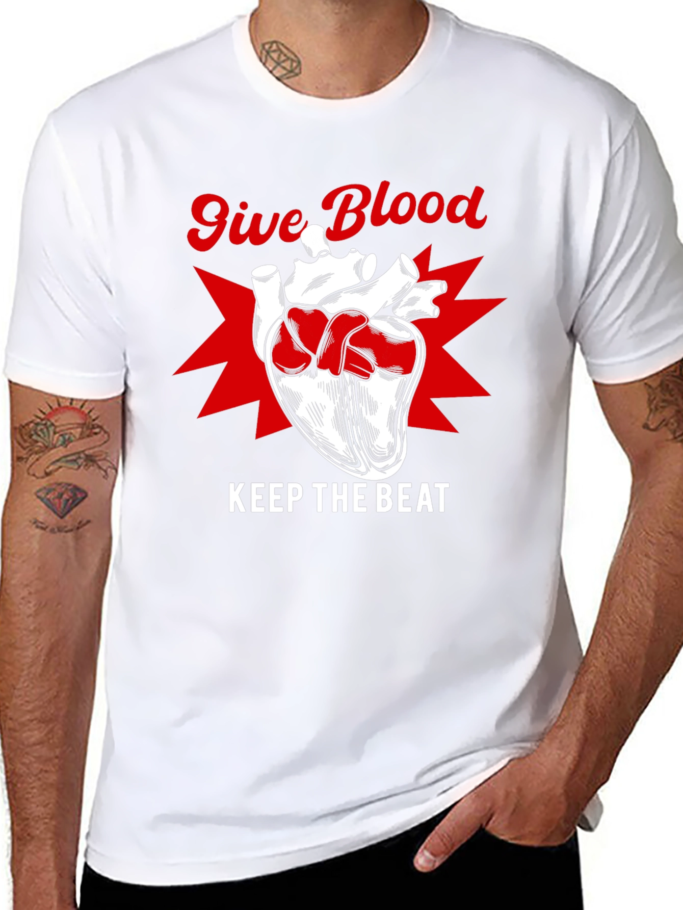Give Blood Keep The Beat Graphic Tee