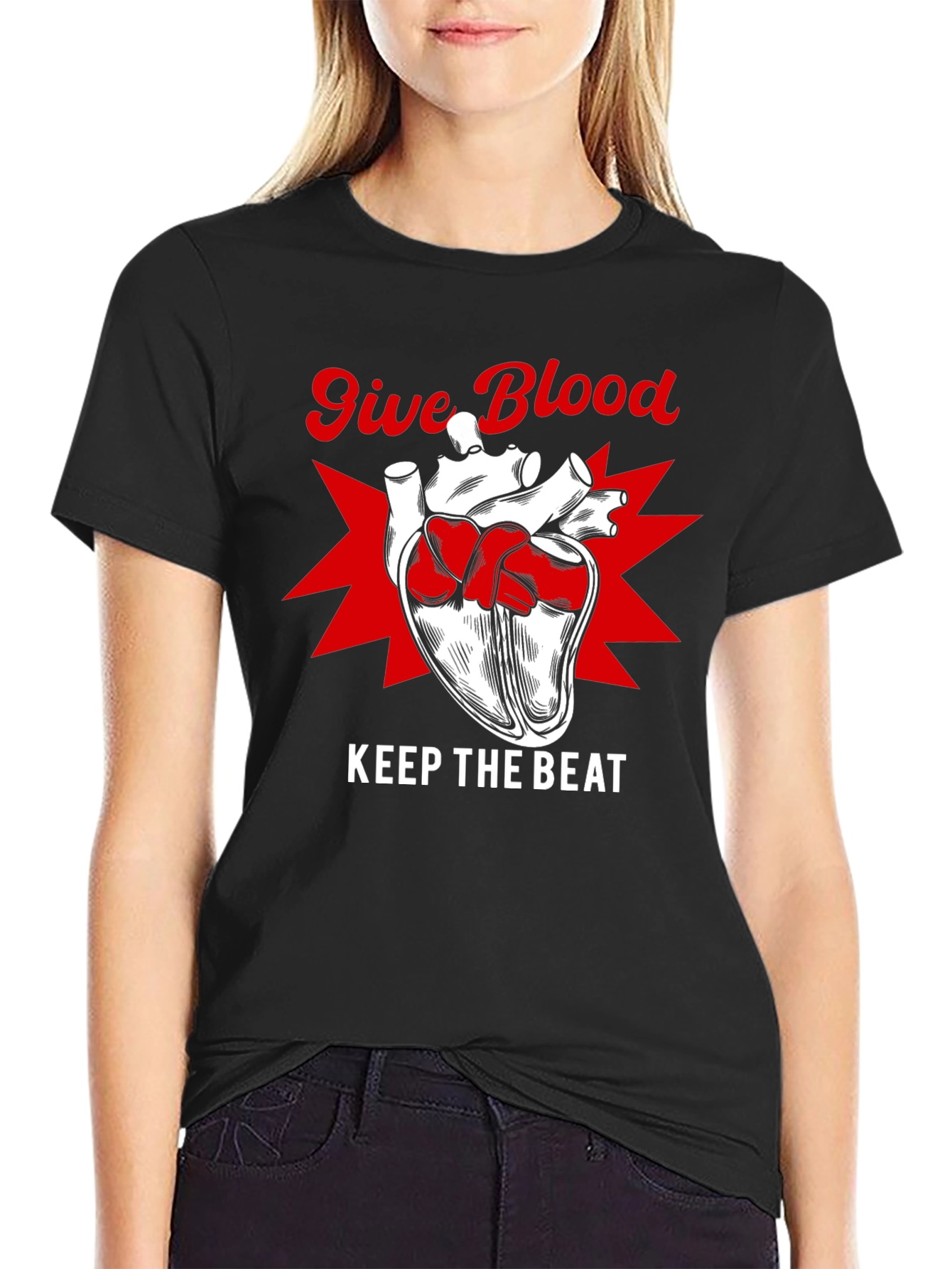 Give Blood Keep The Beat Graphic Tee