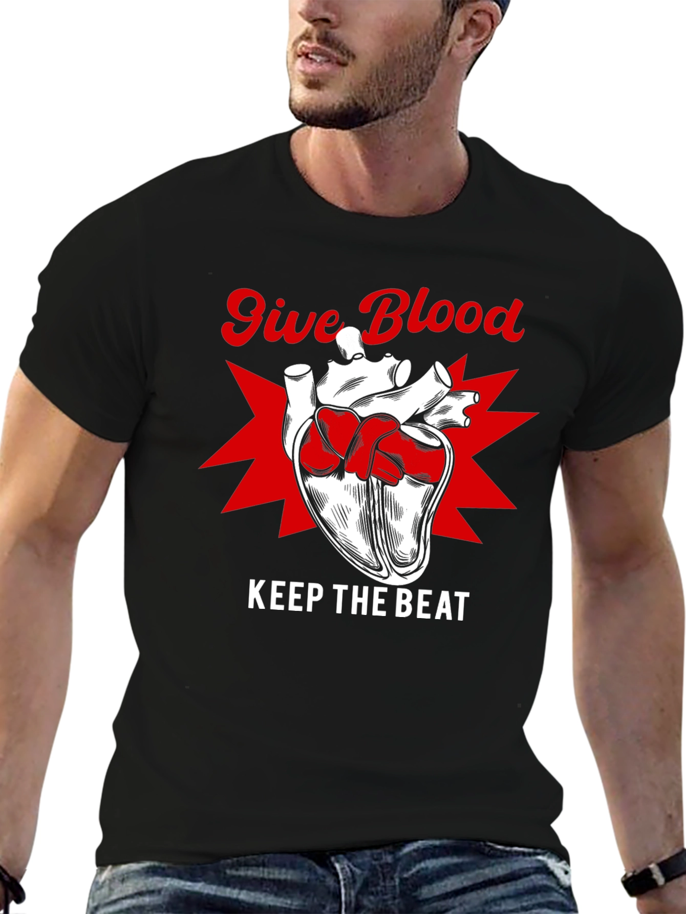 Give Blood Keep The Beat Graphic Tee