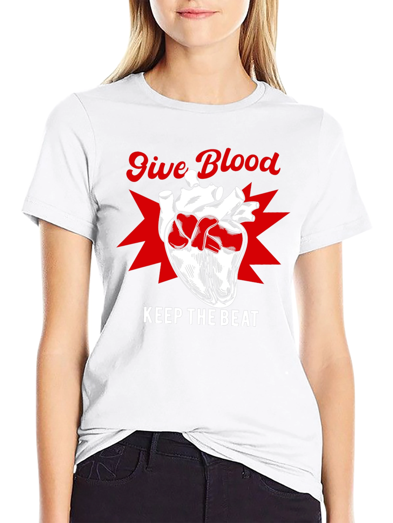 Give Blood Keep The Beat Graphic Tee