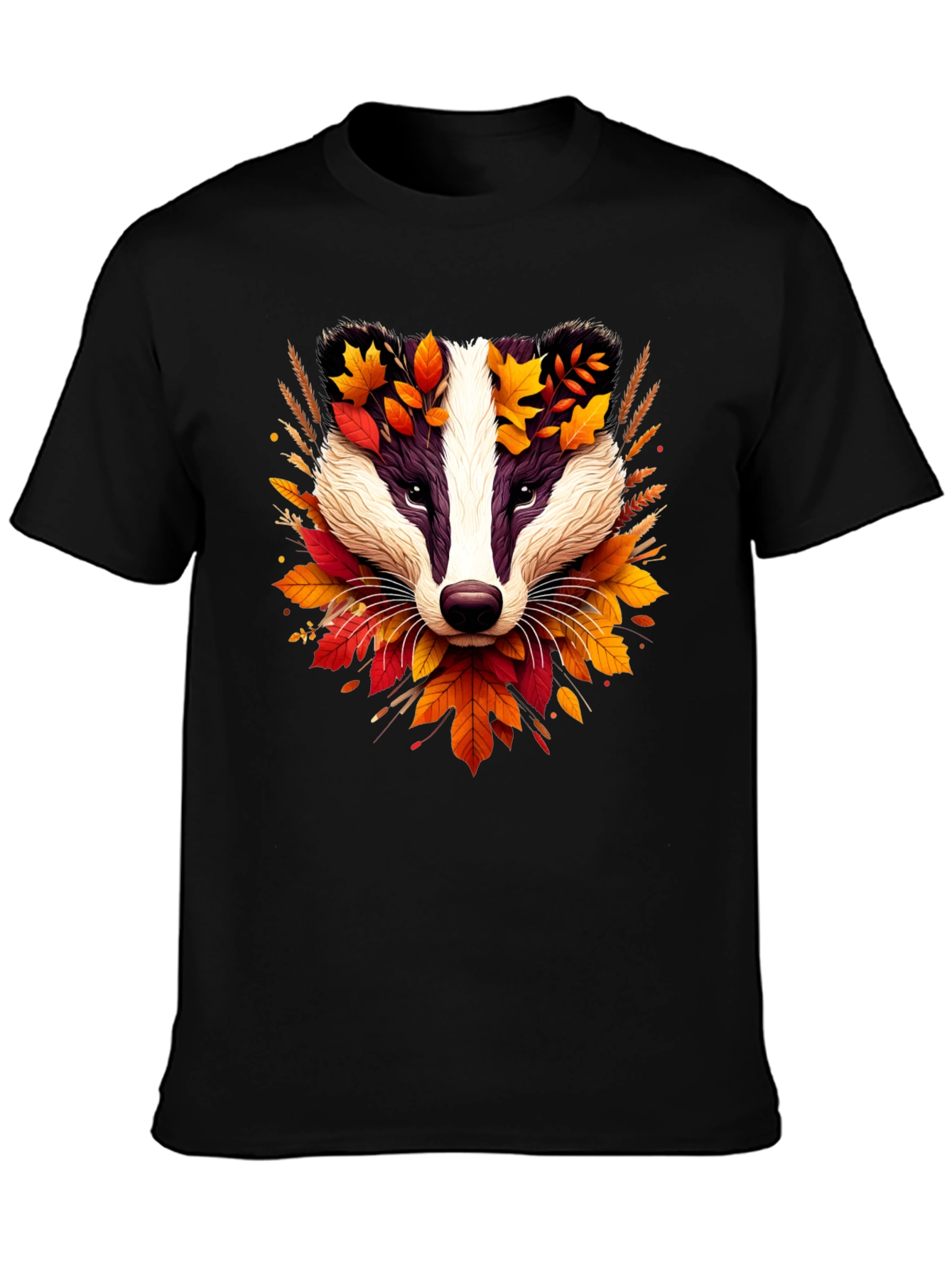 Autumn Badger Graphic Tee - Nature Inspired Design