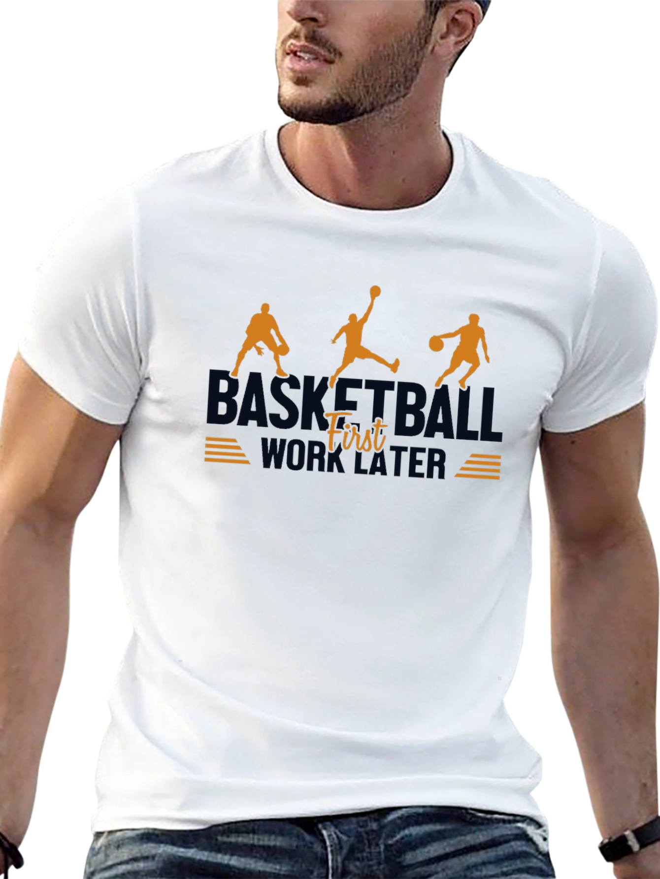 Basketball First Work Later Graphic T-Shirt
