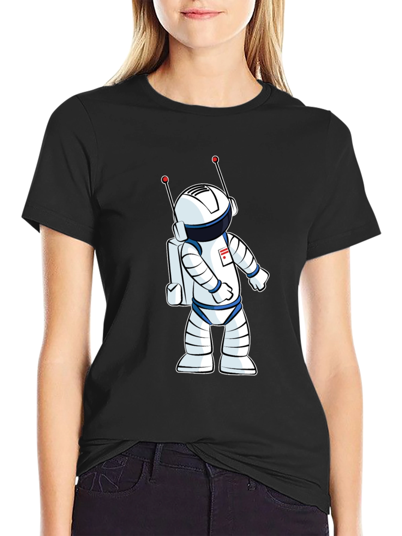 Astronaut Graphic T-Shirt - Black Crew Neck Tee