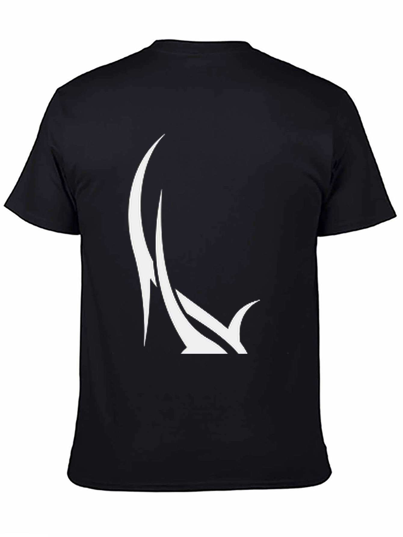 Black Graphic Tee with White Abstract Design