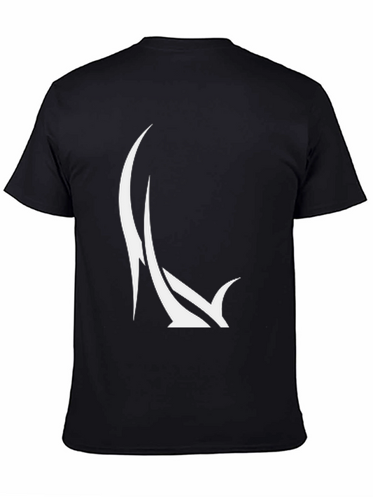 Black Graphic Tee with White Abstract Design
