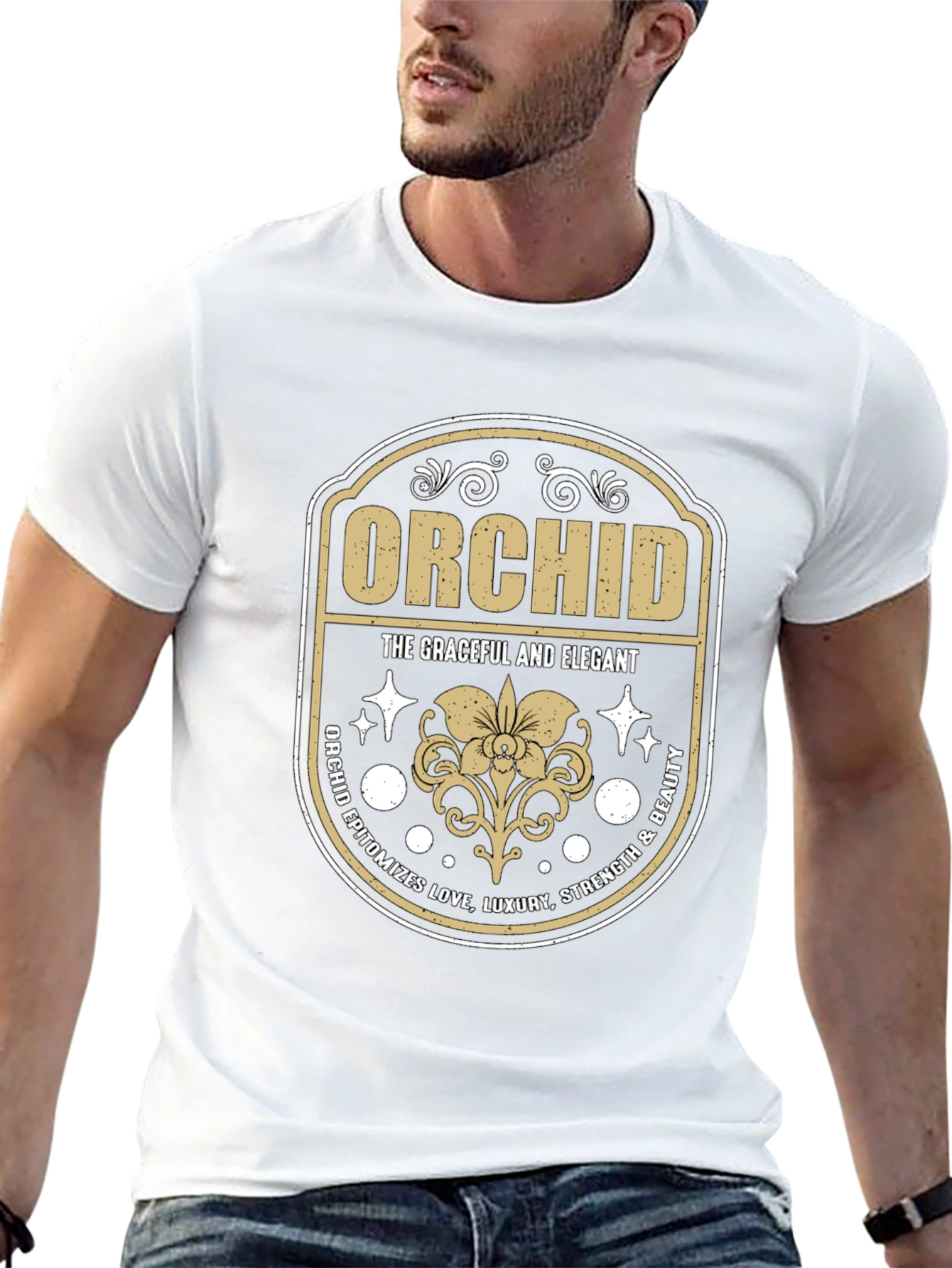 Elegant Orchid Graphic T-Shirt for Men
