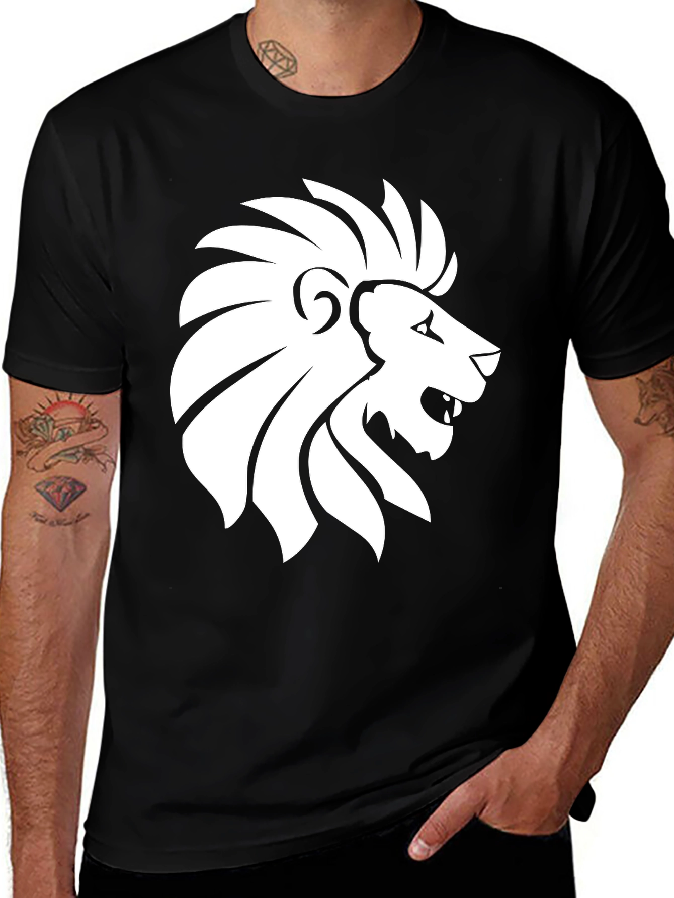 Black Lion Graphic Tee - Stylish Mens T-Shirt