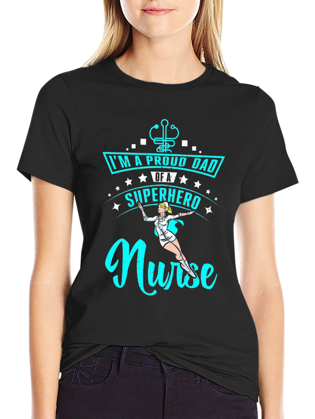 Proud Dad Superhero Nurse T-Shirt