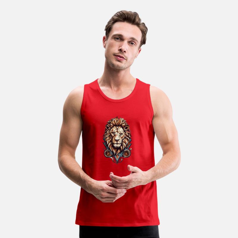 Roar in Style: Geometric Lion Emblem T-Shirt Desig