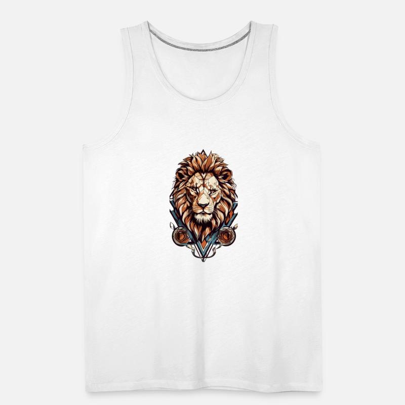 Roar in Style: Geometric Lion Emblem T-Shirt Desig