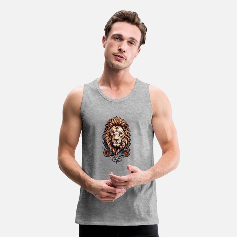 Roar in Style: Geometric Lion Emblem T-Shirt Desig