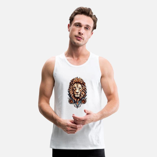 Roar in Style: Geometric Lion Emblem T-Shirt Desig