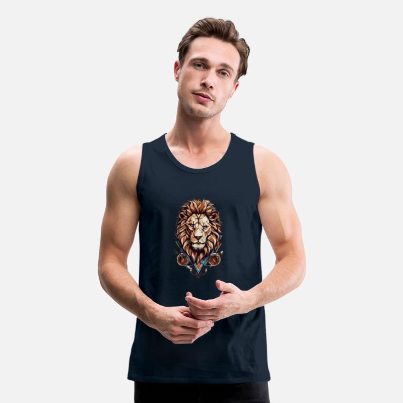 Roar in Style: Geometric Lion Emblem T-Shirt Desig