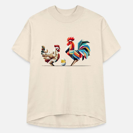 Rooster, Hen, and Chick – Geometric Easter Motif