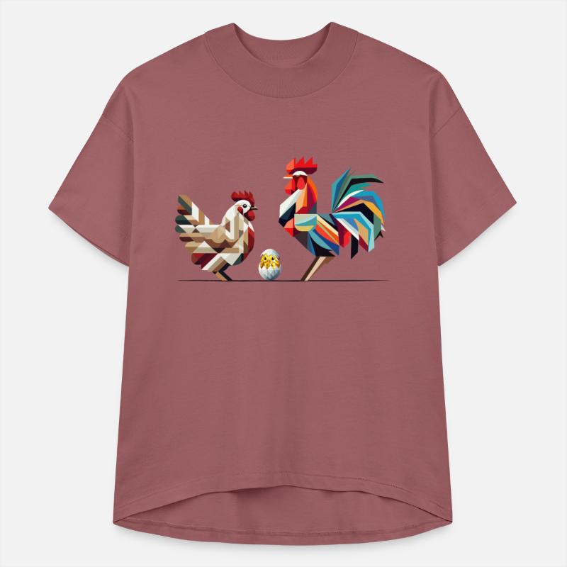 Rooster, Hen, and Chick – Geometric Easter Motif