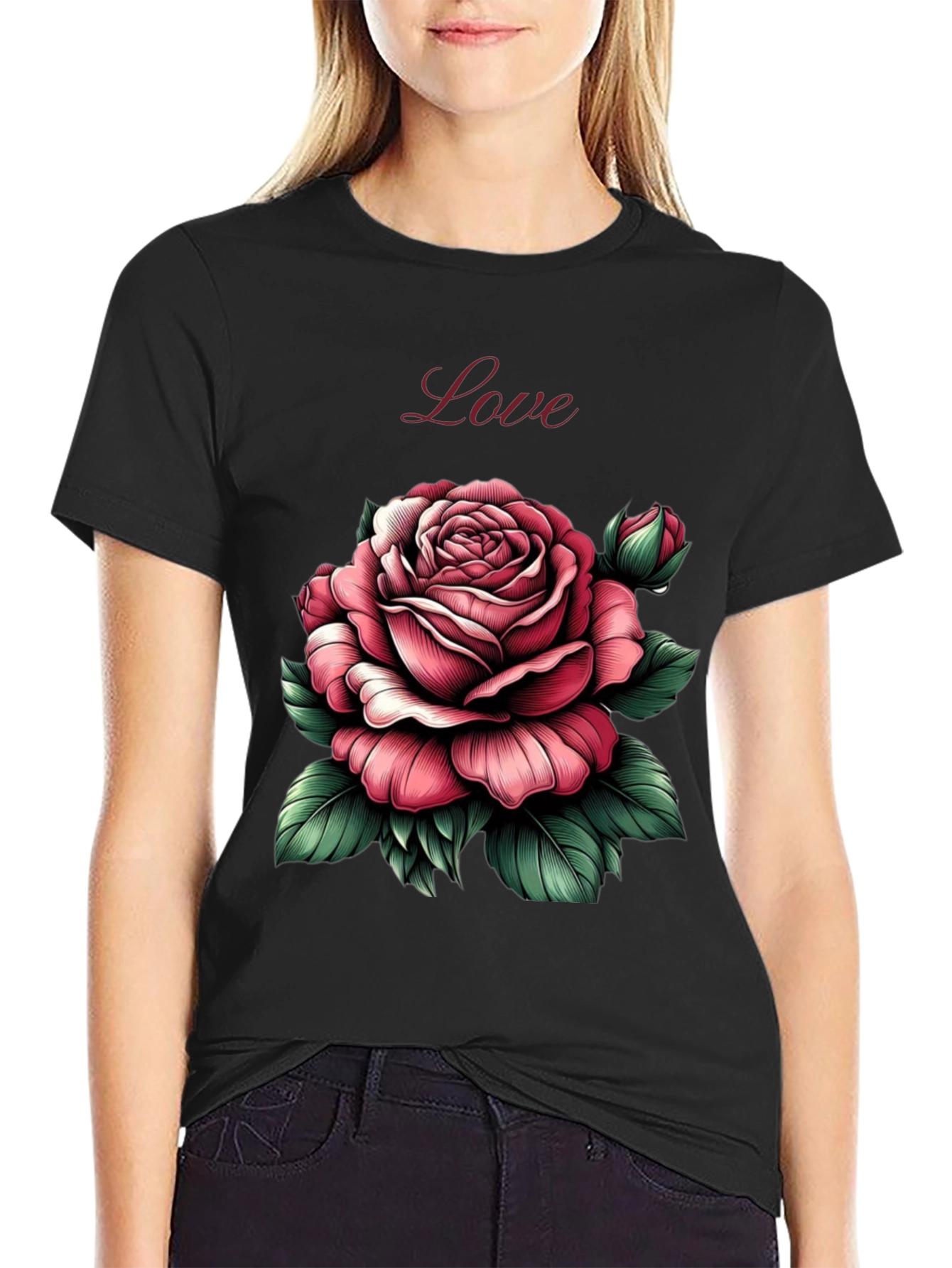 Love Rose Graphic Tee - Soft Cotton Blend