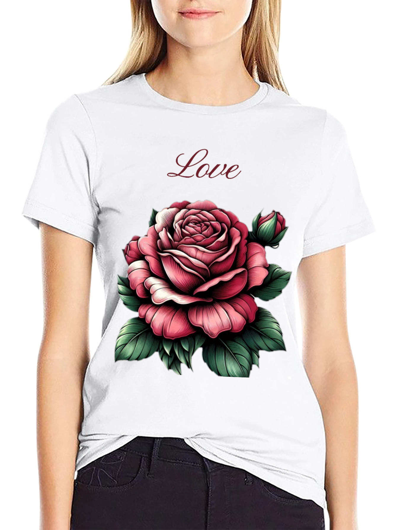Love Rose Graphic Tee - Soft Cotton Blend