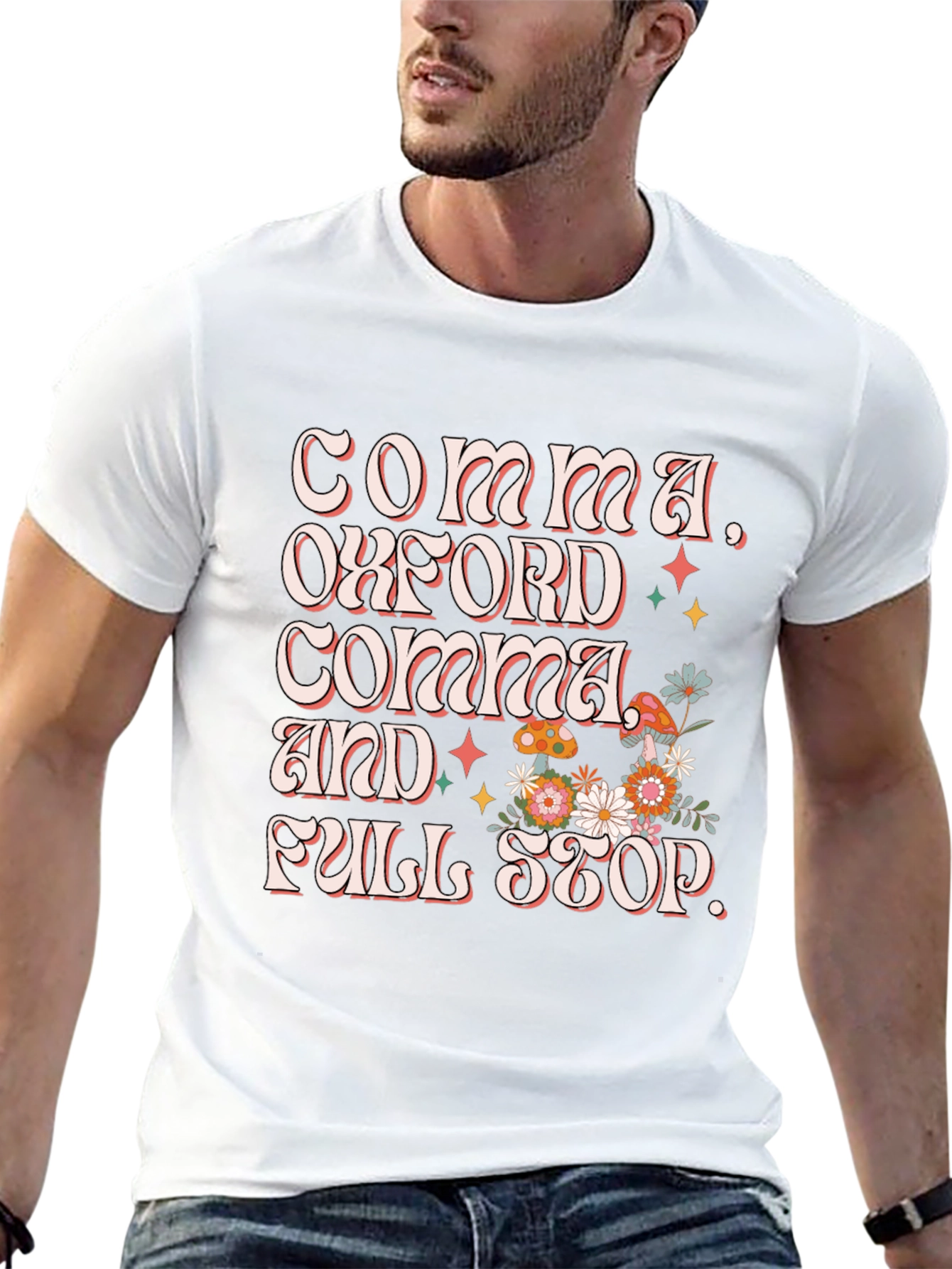 Commas Oxford Comma and Full Stop Black T-Shirt