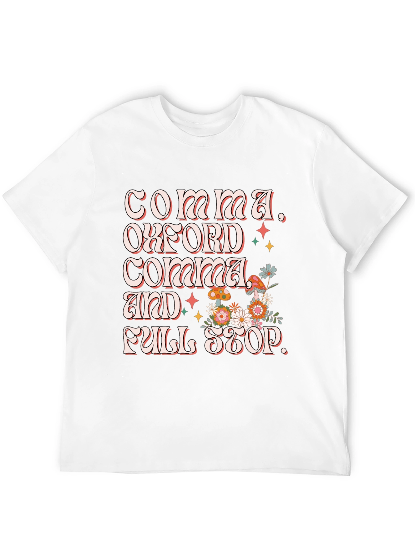 Commas Oxford Comma and Full Stop Black T-Shirt