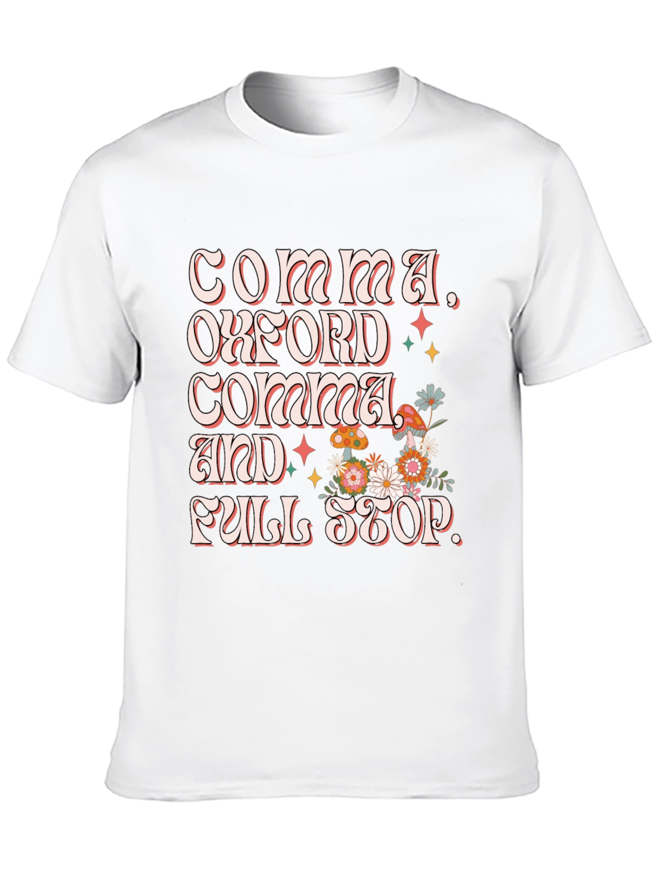 Commas Oxford Comma and Full Stop Black T-Shirt
