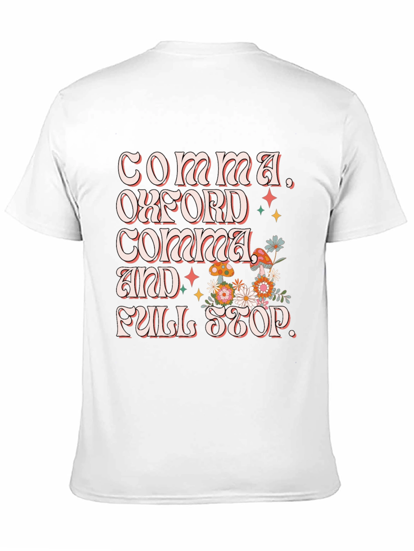 Commas Oxford Comma and Full Stop Black T-Shirt