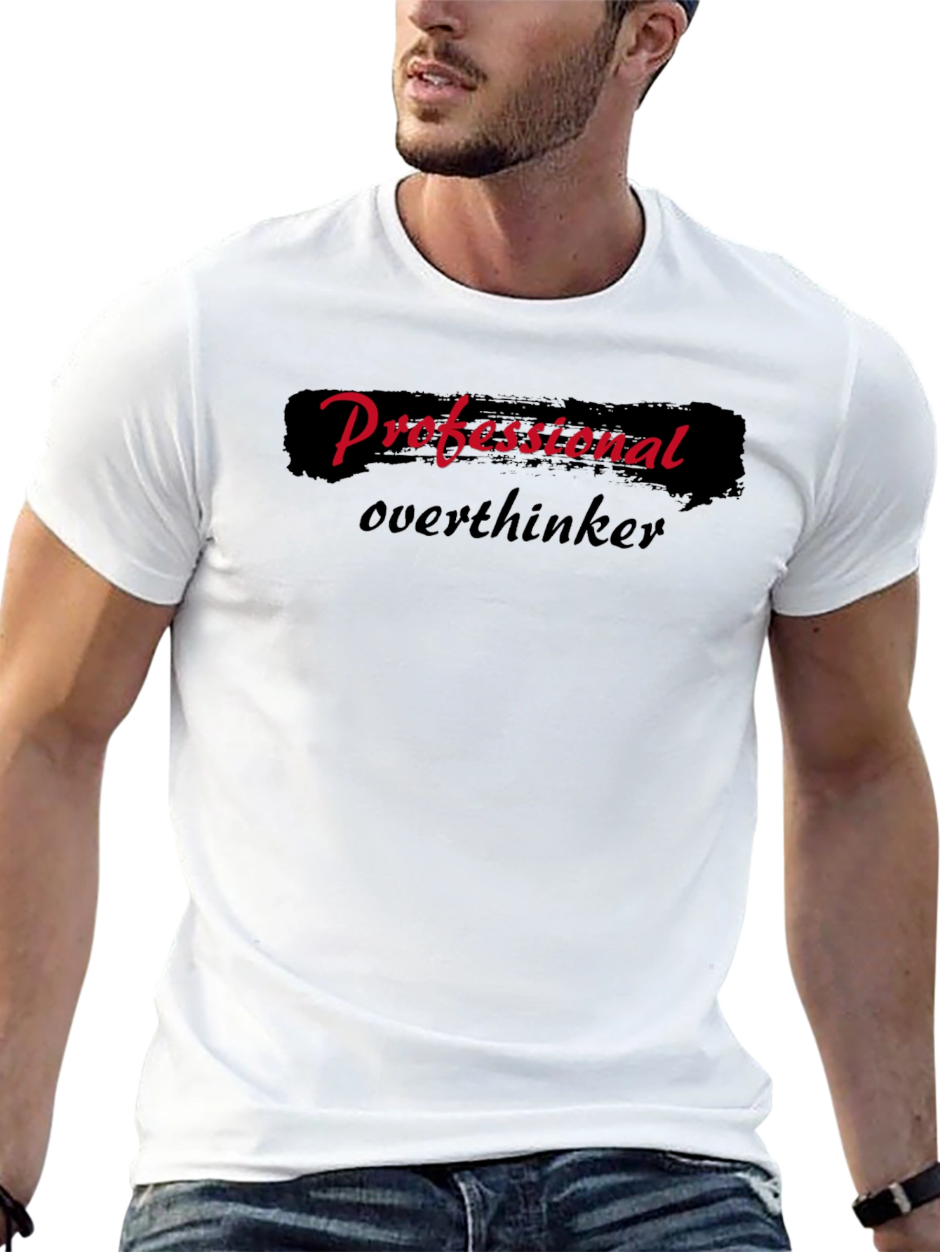 Professional Overthinker Graphic Tee - Black Cotton Casual Wear