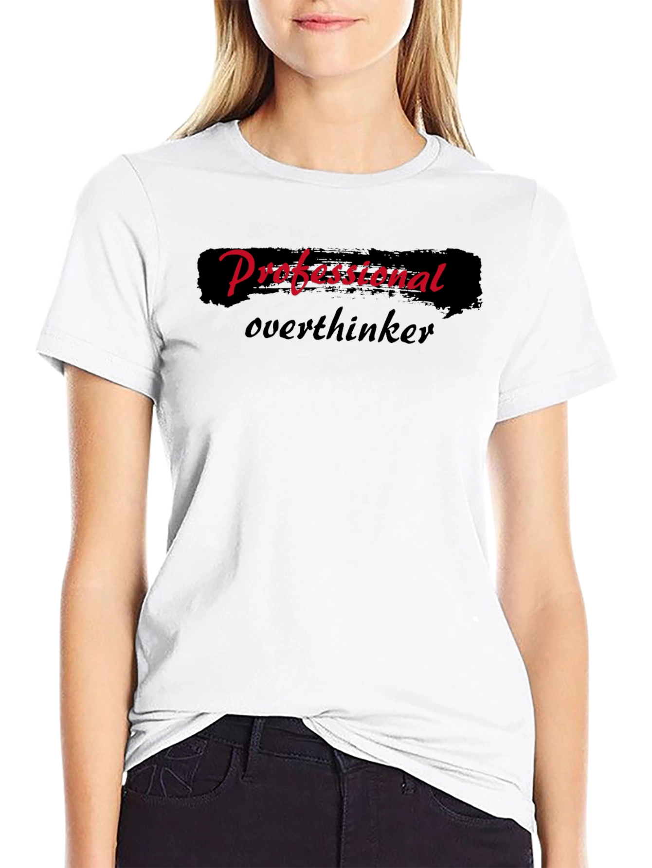 Professional Overthinker Graphic Tee - Black Cotton Casual Wear
